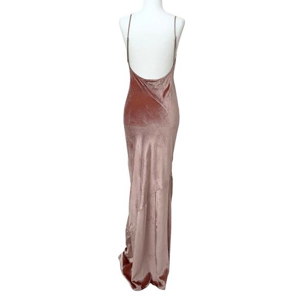 Fleur du Mal Velvet Slip Maxi Dress Platinum Rose Size 8 NWT - Picture 5 of 7